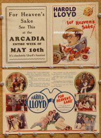 k319 FOR HEAVEN'S SAKE movie herald '26 Harold Lloyd