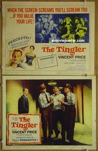 k240 TINGLER 2 movie lobby cards '59 Vincent Price, William Castle