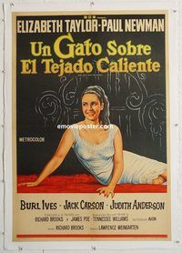 p105 CAT ON A HOT TIN ROOF linen Argentinean R60s different art of Elizabeth Taylor as Maggie the Cat!