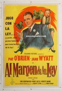 p108 CRIMINAL LAWYER linen Argentinean movie poster '51 Pat O'Brien