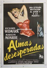 p109 DON'T BOTHER TO KNOCK linen Argentinean movie poster '52 Monroe