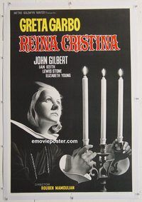 p123 QUEEN CHRISTINA linen Argentinean movie poster R50s Greta Garbo