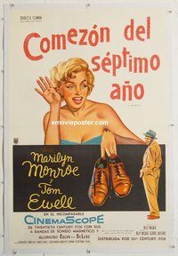 p127 SEVEN YEAR ITCH linen Argentinean movie poster '55 Monroe