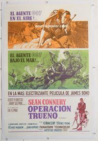 p131 THUNDERBALL linen Argentinean movie poster '65 Connery as Bond