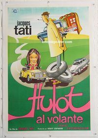 p134 TRAFFIC linen Argentinean movie poster '73 Tati, Mr. Hulot