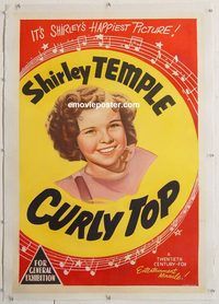 p253 CURLY TOP linen Aust one-sheet movie poster R40s Shirley Temple