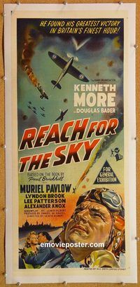 p247 REACH FOR THE SKY linen Aust daybill movie poster '57 Ken More