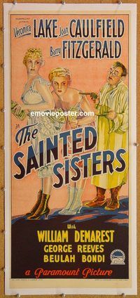 p249 SAINTED SISTERS linen Aust daybill movie poster '48 Veronica Lake