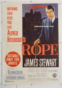 p256 ROPE linen Aust one-sheet movie poster '48 James Stewart, Hitchcock