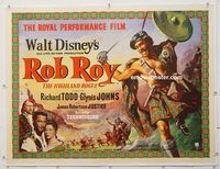 p264 ROB ROY linen British quad movie poster '54 Disney, Richard Todd