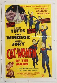 p356 CAT-WOMEN OF THE MOON linen one-sheet movie poster '53 Marie Windsor