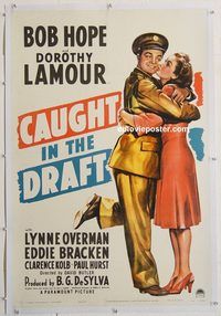 p357 CAUGHT IN THE DRAFT linen one-sheet movie poster '41 Bob Hope, Lamour