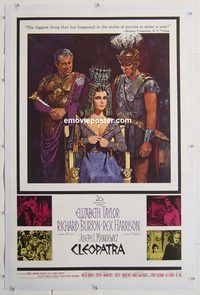 p361 CLEOPATRA linen one-sheet movie poster '64 Elizabeth Taylor, Burton