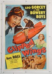 p362 CLIPPED WINGS linen one-sheet movie poster '53 Bowery Boys