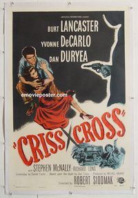 p369 CRISS CROSS linen one-sheet movie poster '48 Lancaster film noir!