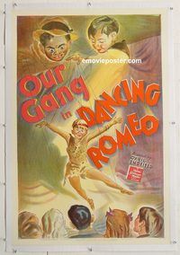 p370 DANCING ROMEO linen one-sheet movie poster '44 Buckwheat, Our Gang!