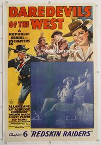 p372 DAREDEVILS OF THE WEST Chap 6 linen one-sheet movie poster '43 serial