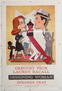 p378 DESIGNING WOMAN linen one-sheet movie poster '57 great Kapralik art!