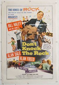 p380 DON'T KNOCK THE ROCK linen one-sheet movie poster '57 rockin Bill Haley