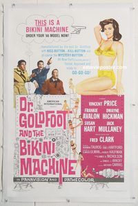 p383 DR GOLDFOOT & THE BIKINI MACHINE linen one-sheet movie poster '65