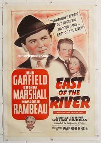 p385 EAST OF THE RIVER linen one-sheet movie poster '40 John Garfield