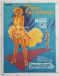 p218 SEVEN YEAR ITCH linen French movie poster R70s Marilyn Monroe!