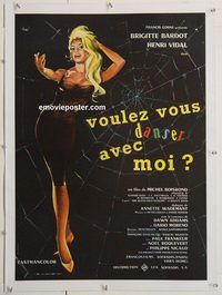 p209 COME DANCE WITH ME linen French movie poster '60 Brigitte Bardot