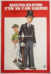 p220 DOUGHBOYS linen French 30x44 movie poster R70s Buster Keaton