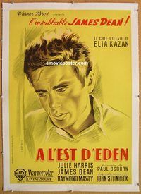 p210 EAST OF EDEN linen French movie poster '55 James Dean artwork!