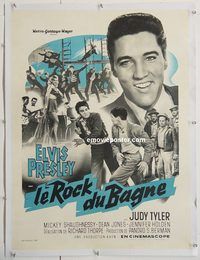 p213 JAILHOUSE ROCK linen French movie poster '57 Elvis Presley!