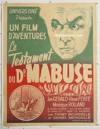 p219 LAST WILL OF DR MABUSE linen French 31x40 movie poster R30s Fritz Lang