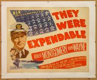 p301 THEY WERE EXPENDABLE linen half-sheet movie poster '45 John Wayne