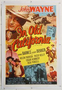 p443 IN OLD CALIFORNIA linen one-sheet movie poster R40s John Wayne