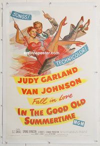 p444 IN THE GOOD OLD SUMMERTIME linen one-sheet movie poster '49 Garland