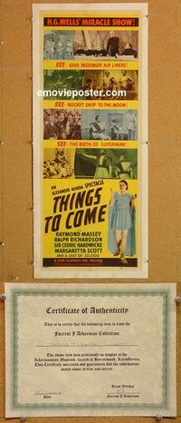 p304 THINGS TO COME linen insert movie poster R47 H.G. Wells, Massey