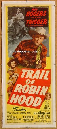 p306 TRAIL OF ROBIN HOOD linen insert movie poster '50 Roy Rogers