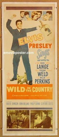 p307 WILD IN THE COUNTRY linen insert movie poster '61 Elvis Presley