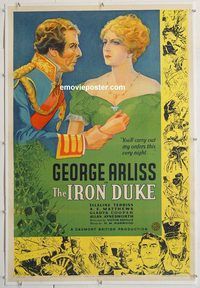 p447 IRON DUKE linen one-sheet movie poster '34 Geroge Arliss stone litho!