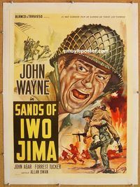 p230 SANDS OF IWO JIMA linen Italian movie poster R60s John Wayne c/u!