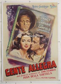 p243 TORTILLA FLAT linen Italian one-sheet movie poster '42 cool Brini art!