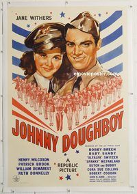 p451 JOHNNY DOUGHBOY linen one-sheet movie poster '42 Withers in uniform!