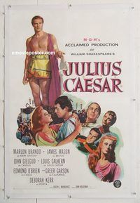 p455 JULIUS CAESAR linen one-sheet movie poster '53 Marlon Brando, Mason