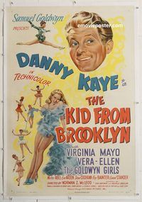 p458 KID FROM BROOKLYN linen one-sheet movie poster '46 Danny Kaye, Mayo