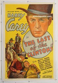 p462 LAST OF THE CLINTONS linen one-sheet movie poster '35 Harry Carey