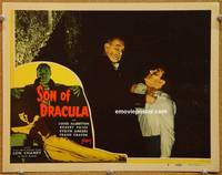 p050 SON OF DRACULA lobby card #8 R48 Lon Chaney Jr attacks!