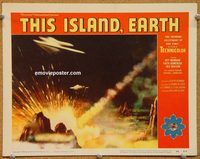 p040 THIS ISLAND EARTH lobby card #2 '55 spaceships attack!