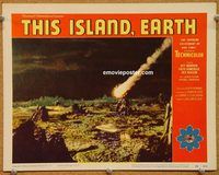 p041 THIS ISLAND EARTH lobby card #7 '55 destruction in the sky!