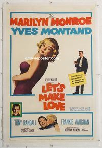 p465 LET'S MAKE LOVE linen one-sheet movie poster '60 sexy Marilyn Monroe!