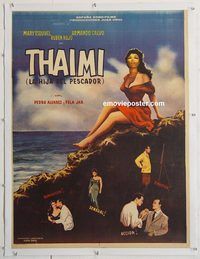 p290 THAIMI LA HIJA DEL PESCADOR linen Mexican movie poster '60 sexy!