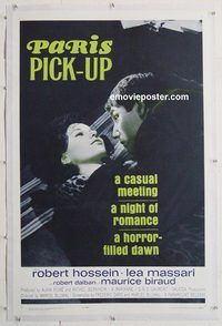 p511 PARIS PICK-UP linen one-sheet movie poster '62 horror-filled murder!